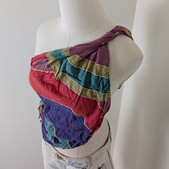 Indonesia Sarong Scarf Jewel Toned Rectangular Fringe Geometric - Picture 13 of 13